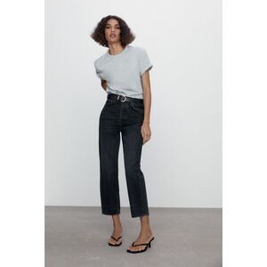 Black Denim Zara High Rise Slim Fit Straight Leg Jeans (NWT)